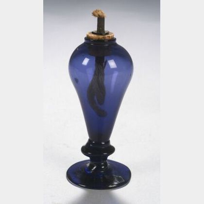 Purple-blue Free Blown Glass Lamp