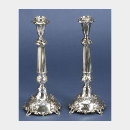 Pair of Neoclassical-style Czechoslovakian .900 Silver Candlesticks