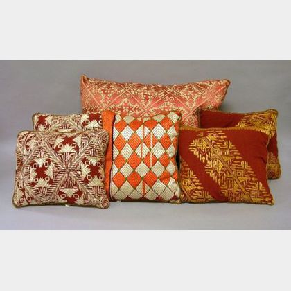 Six Eastern Mediterranean Silk Embroidered Pillows