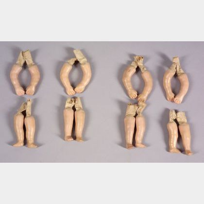 Four Sets of Small Martha Chase Painted Doll Limbs