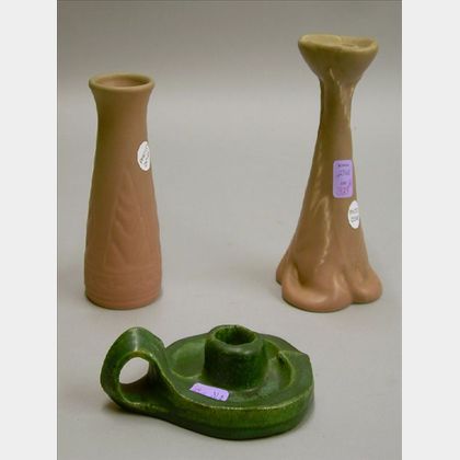 Rookwood Pottery Vase and Two Candlesticks