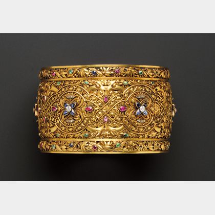 Sold at auction Renaissance Revival 18kt Gold Gem-set Armlet Auction ...