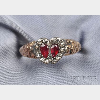 Antique Ruby and Diamond Sweetheart Ring