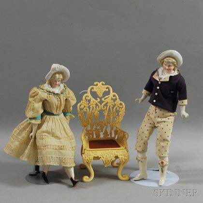 Pair of European Blonde China Dolls
