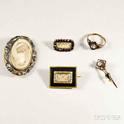 Five Pieces of Mourning Jewelry