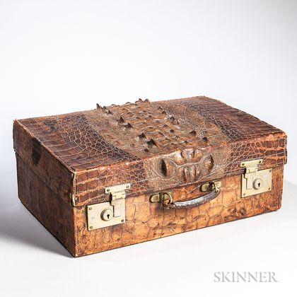 Small Vintage Alligator Skin Suitcase