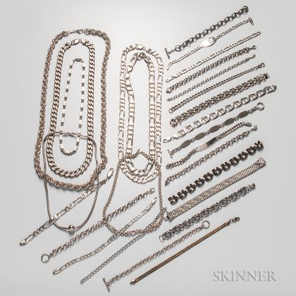 Group of Mostly Sterling Silver Chains