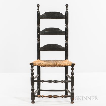 Black-painted Slat-back Side Chair