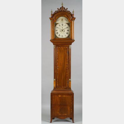 Federal Mahogany and Inlaid Tall Case Clock
