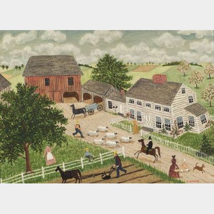 Albert Webster Davies (New Hampshire, 1889-1967) Farm Scene.