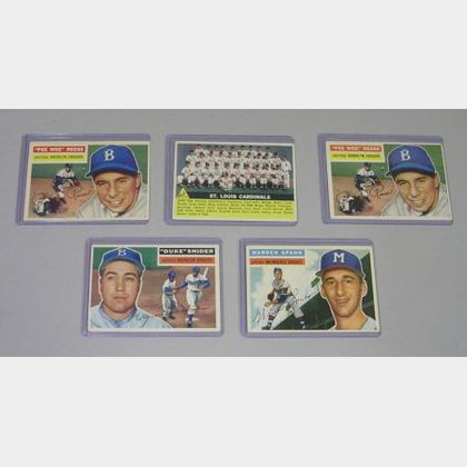 Five 1956 Topps Baseball Cards