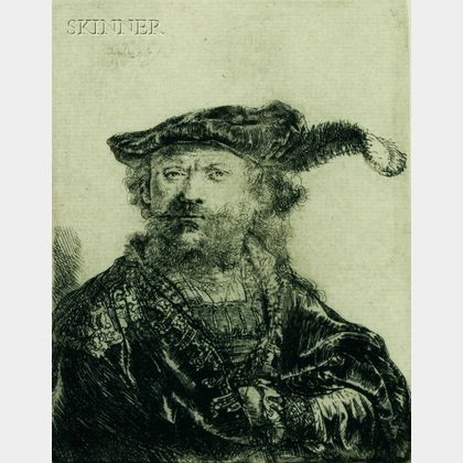 Rembrandt Harmensz van Rijn (Dutch, 1606-1669) Self Portait in a Velvet Cap and Plume