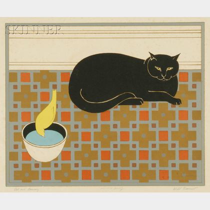 Will Barnet (American, b. 1911) Cat and Canary