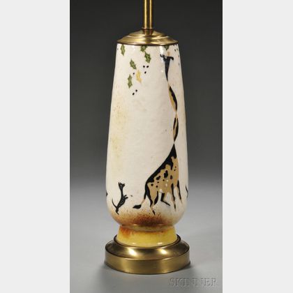 Adolph Dehn for Stonelain Pottery Table Lamp, Retailed by Associated American Artists