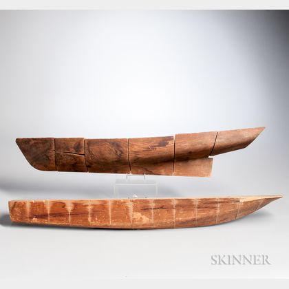 Two Rustic "Sectioned" Half-hull Models
