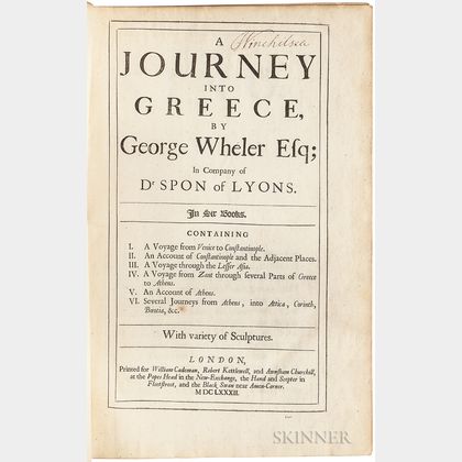 Wheler, George (1650-1723) A Journey into Greece.