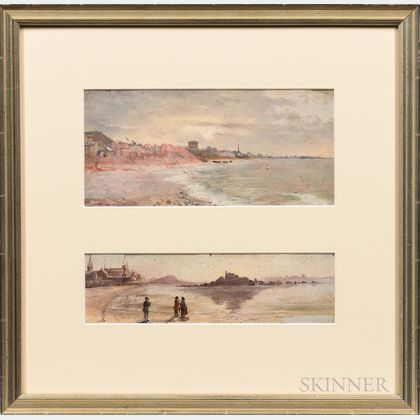 American/European School, 19th Century Three Beach Scenes from St. Malo.