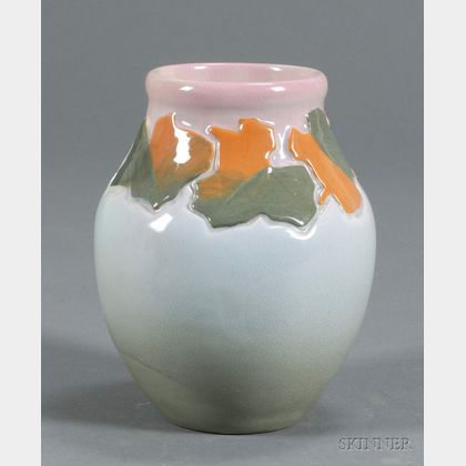 Owens "Lotus" Vase, Possibly Decorated by Daniel Cook