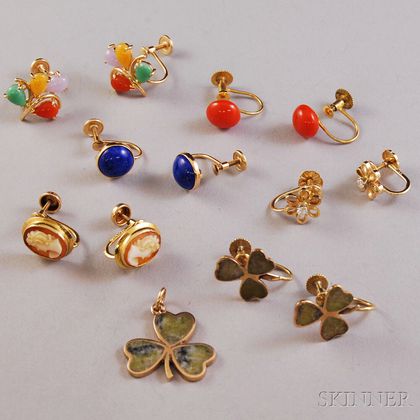 Group of Gold, Gem-set, and Hardstone Jewelry