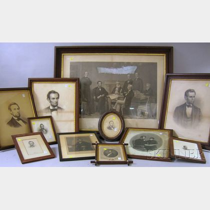 Eighteen Framed Assorted 19th Century Abraham Lincoln Portrait Prints