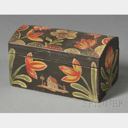 Small Paint-decorated Dome-top Box