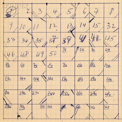 Merce Cunningham (American, 1919-2009) Suite by Chance , Movement Chart Slow Phrases from III A-B-C-D-E and V C
