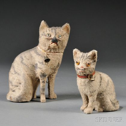 Two Painted Mohair Tabby Cat Toys
