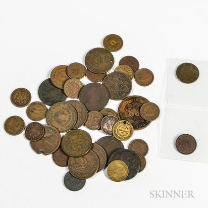 Group of Mostly American Hard Times, Civil War, and Store Card Tokens
