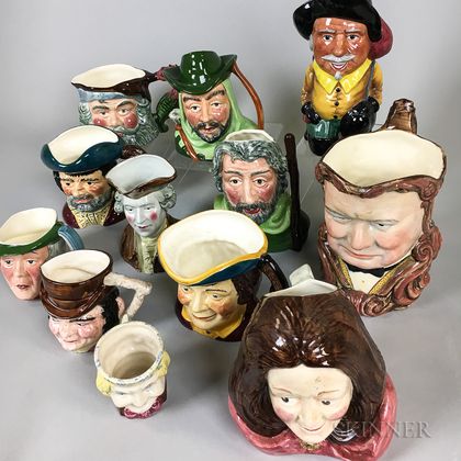 Twelve Staffordshire Ceramic Face Jugs