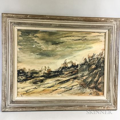 Framed Rubi Roth (New York, 20th Century) Watercolor Dunes 