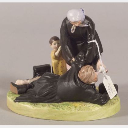 Gardner Bisque Porcelain Figural Group of a Drunken Man with Wife