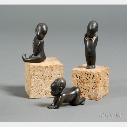 Three Nubian Children Sculptures