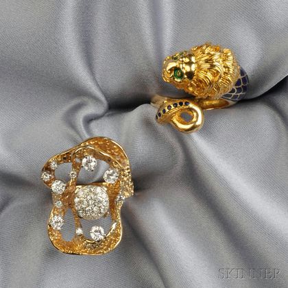 Two Gold Gem-set Rings