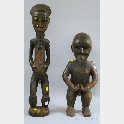 Two African Wood Male Figural Carvings