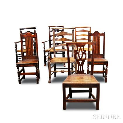 Seven English Oak Chairs