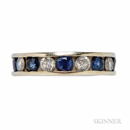 14kt White Gold, Sapphire, and Diamond Eternity Band