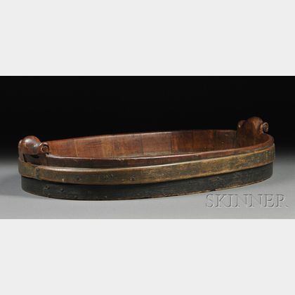 Carved and Painted Oval Wood Tray