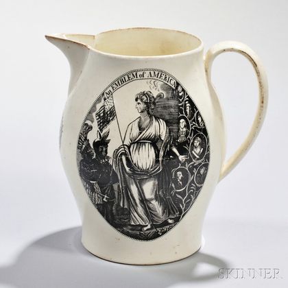 Transfer-decorated Liverpool Pottery Creamware Pitcher