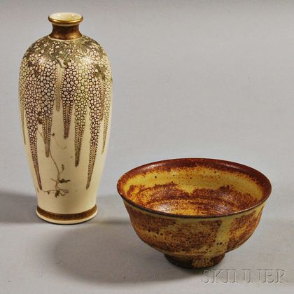 Satsuma Vase and Stoneware Tea Bowl
