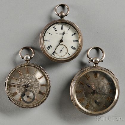 Three English Silver Fusee Lever Watches