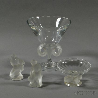 Four Modern Lalique Glass Items