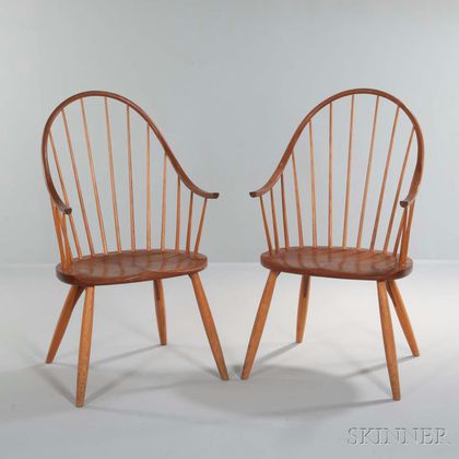 Pair of Thomas Moser Continuous Armchairs 