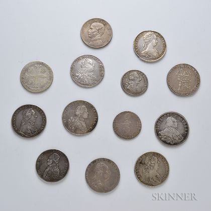 Thirteen Mostly European Silver Coins