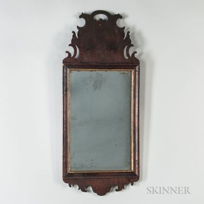 Walnut Veneer Rococo Mirror