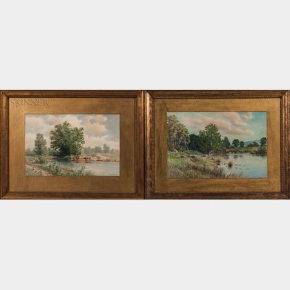 C. Myron Clark (Massachusetts, 1858-1925) Two Works: Pond View, Summer
