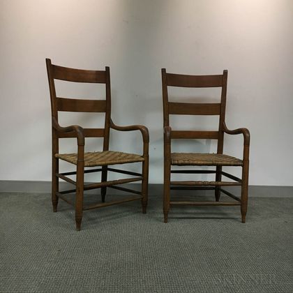 Two Maple Bentwood Slat-back Armchairs
