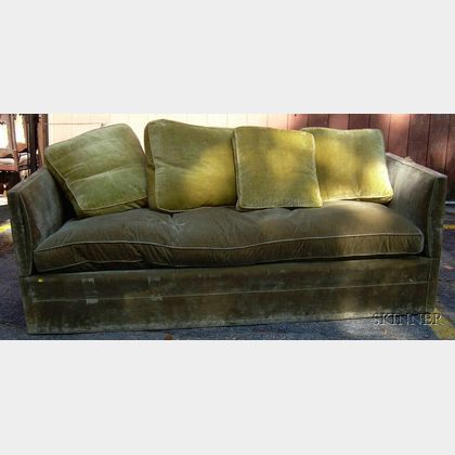 Light Green Velvet Upholstered Sofa/Daybed