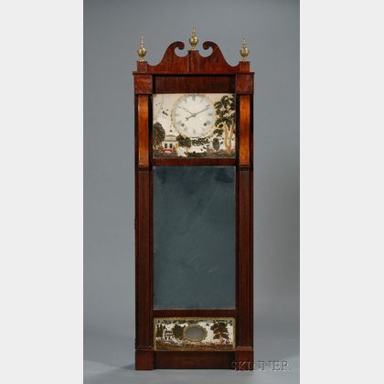 Mahogany Patent Looking Glass Wall Clock by Joseph Ives