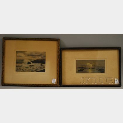 Two Framed Hand-colored Marine Photographs
