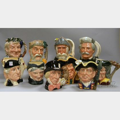 Ten Assorted Large Royal Doulton Ceramic Character Jugs